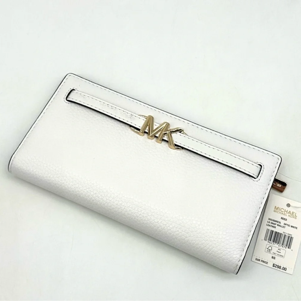 Michael Kors Reed Large Snap Bifold Wallet Optic White